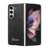 Guess Samsung Galaxy Z Fold 5 Glitter Flakes Metal Logo Suojakuori Musta