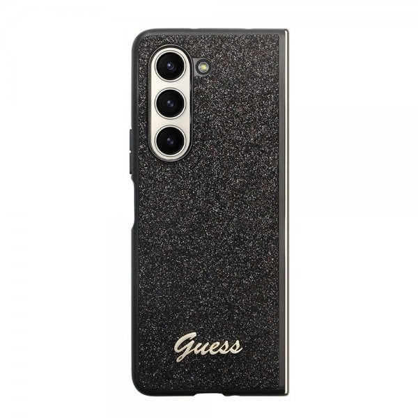 Guess Samsung Galaxy Z Fold 5 Glitter Flakes Metal Logo Suojakuori Musta