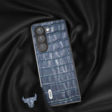 ABEEL Samsung Galaxy Z Fold 5 -kuori, krokotiilikuvioitu, sininen