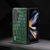 ABEEL Samsung Galaxy Z Fold 5 -kuori, krokotiilikuvioitu, vihreä