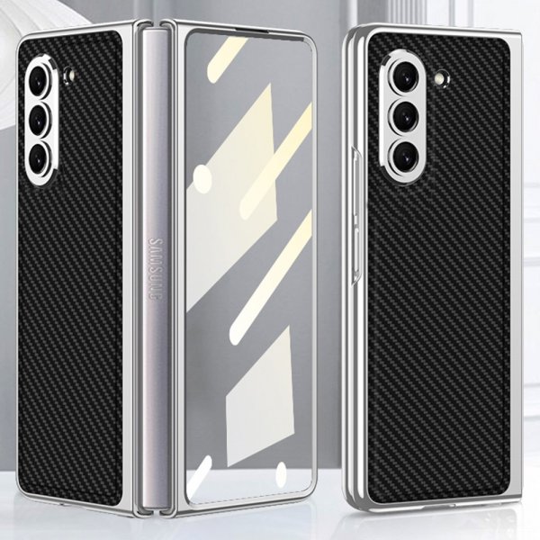 GKK Samsung Galaxy Z Fold 5 -kuori, pinnoitettu reuna, hiilikuitu, musta