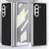 GKK Samsung Galaxy Z Fold 5 -kuori, pinnoitettu reuna, hiilikuitu, musta