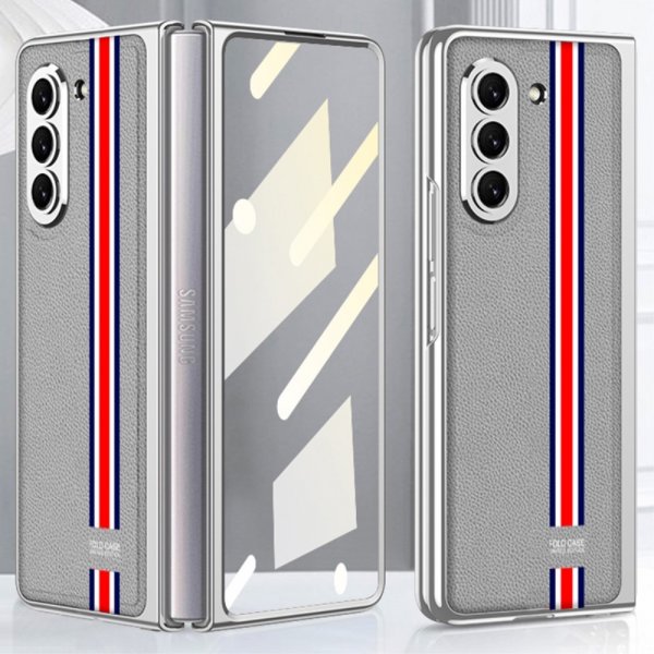 GKK Samsung Galaxy Z Fold 5 -kuori, Stripe, harmaa