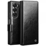 Qialino Samsung Galaxy Z Fold 6 Kotelo, aitoa nahkaa, musta