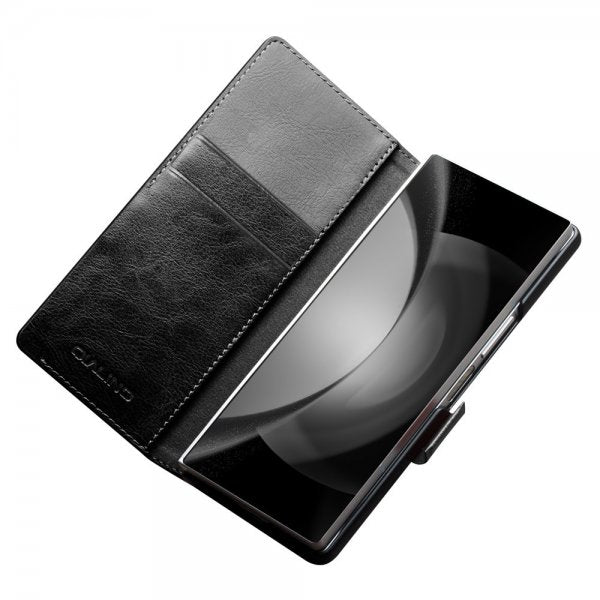 Qialino Samsung Galaxy Z Fold 6 Kotelo, aitoa nahkaa, musta