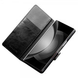 Qialino Samsung Galaxy Z Fold 6 Kotelo, aitoa nahkaa, musta