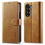 Lc.Imeeke Samsung Galaxy Z Fold 6 -kotelo, jossa korttipaikka ja jalusta, vaaleanruskea