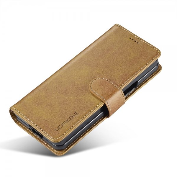 Lc.Imeeke Samsung Galaxy Z Fold 6 -kotelo, jossa korttipaikka ja jalusta, vaaleanruskea