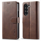 Lc.Imeeke Samsung Galaxy Z Fold 6 -suojakuori korttipidikkeellä ja jalustatoiminnolla, tummanruskea