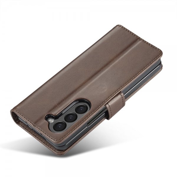 Lc.Imeeke Samsung Galaxy Z Fold 6 -suojakuori korttipidikkeellä ja jalustatoiminnolla, tummanruskea