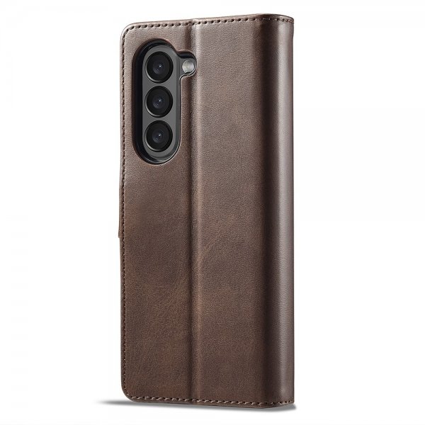 Lc.Imeeke Samsung Galaxy Z Fold 6 -suojakuori korttipidikkeellä ja jalustatoiminnolla, tummanruskea