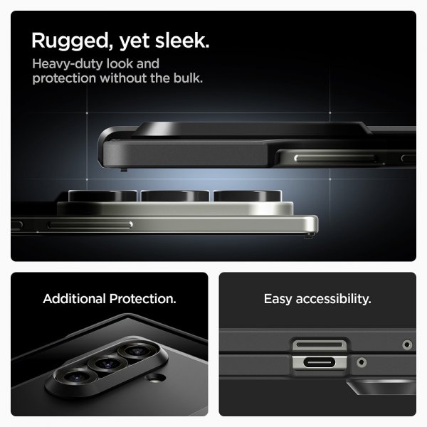 Spigen Samsung Galaxy Z Fold 7 -suojakuori Tough Armor Pro MagFit, musta
