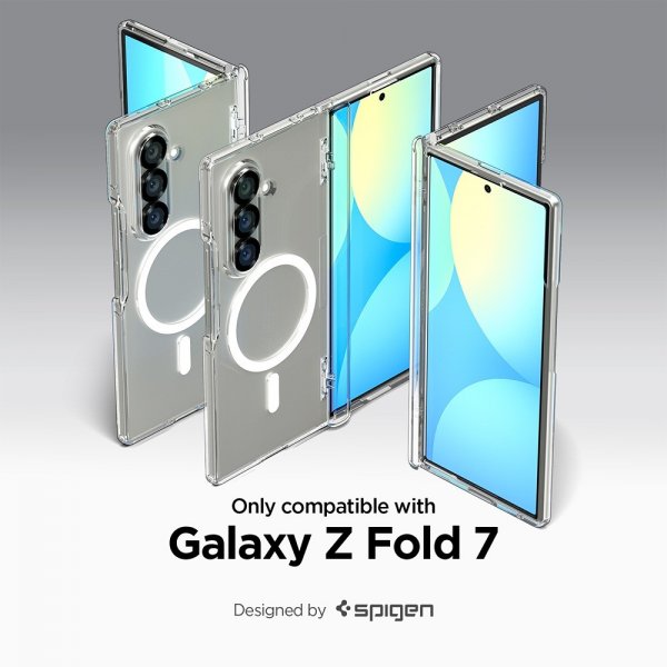Spigen Samsung Galaxy Z Fold 7 -suojakuori Ultra Hybrid Pro MagFit Clear White