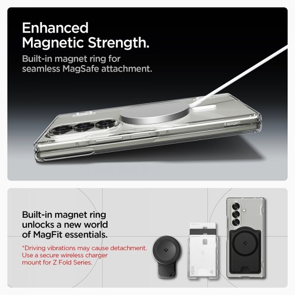 Spigen Samsung Galaxy Z Fold 7 -suojakuori Ultra Hybrid Pro MagFit Clear White