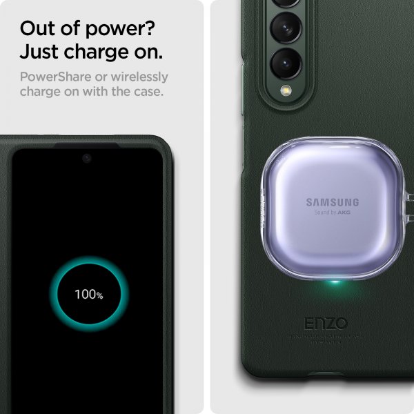 Spigen Samsung Galaxy Z Fold3 -kuori, Enzo Classic Green