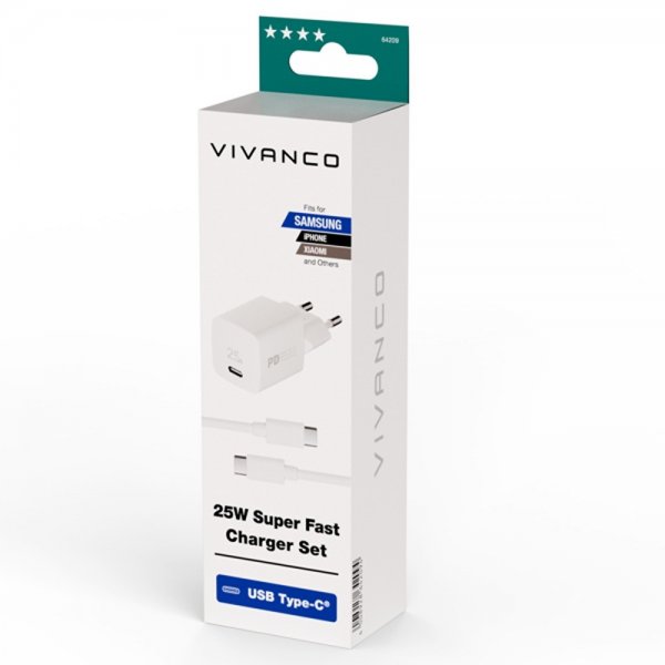 Vivanco Samsung-laturi kaapelilla 25 W Super Fast Charger Set