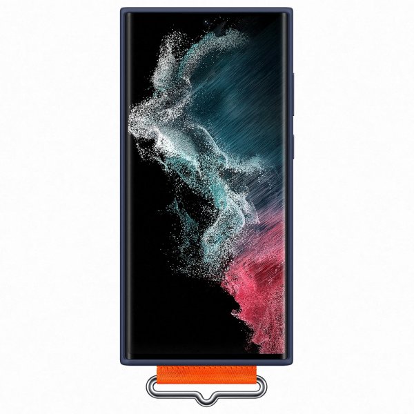 Samsung Alkuperäinen Galaxy S22 Ultra Silikonikuori ja Hihna Laivastonsininen