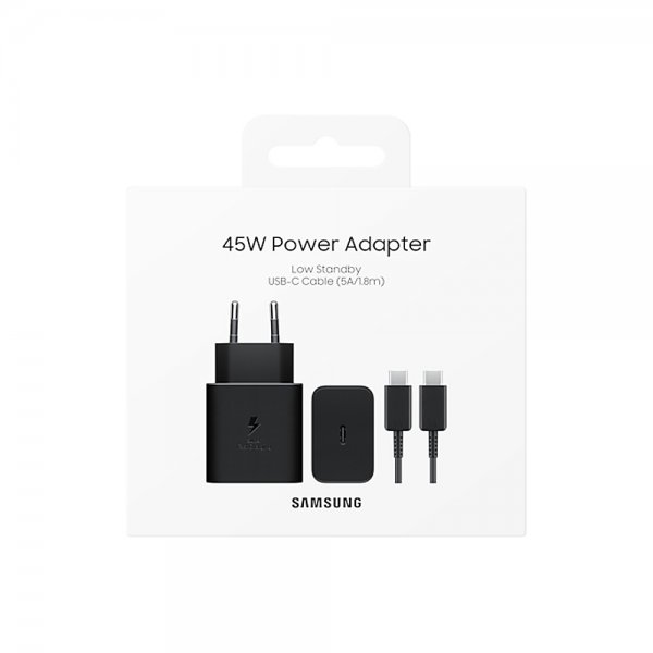 Samsung Alkuperäinen Laturi Kaapelilla 45W Virtasovitin Musta