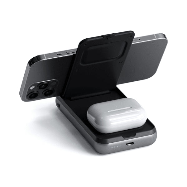 Satechi Duo Wireless Charger Power Stand avaruusharmaa