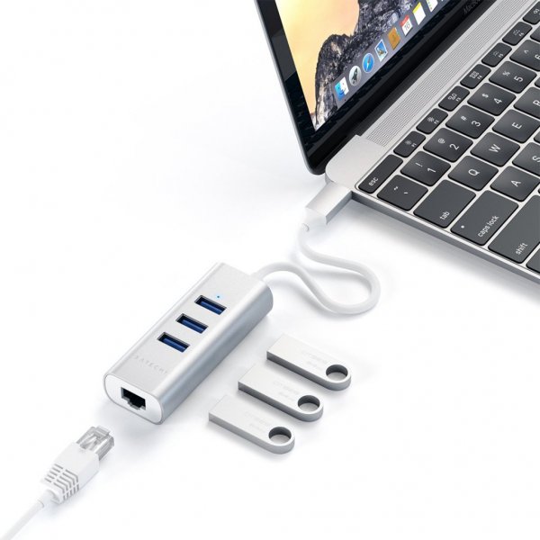 Satechi Type-C 2-in-1 USB Hub Ethernet Space Gray