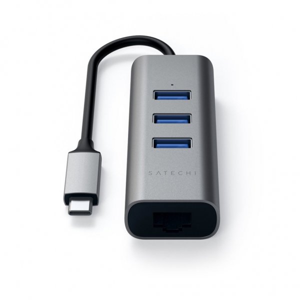 Satechi Type-C 2-in-1 USB-keskitin Ethernet hopea