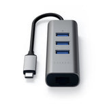 Satechi Type-C 2-in-1 USB-keskitin Ethernet hopea