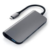 Satechi USB-C Multimedia-adapteri 4K HDMI/Mini DisplayPort Gigabit Ethernet Harmaa