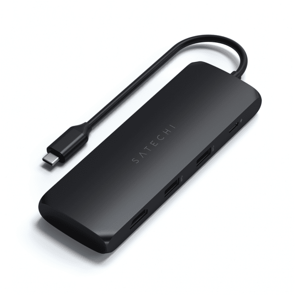 Satechi USB-C HYBRID integroidulla SSD-tallennusmahdollisuudella, musta