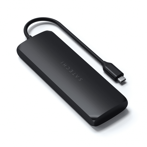 Satechi USB-C HYBRID integroidulla SSD-tallennusmahdollisuudella, musta