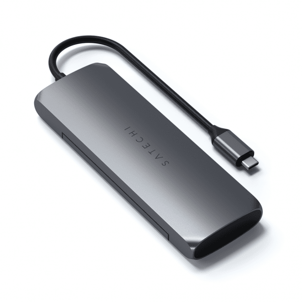 Satechi USB-C HYBRID sisäänrakennetulla SSD-tallennusmahdollisuudella, harmaa