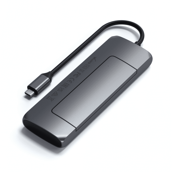 Satechi USB-C HYBRID sisäänrakennetulla SSD-tallennusmahdollisuudella, harmaa