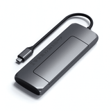 Satechi USB-C HYBRID sisäänrakennetulla SSD-tallennusmahdollisuudella, harmaa