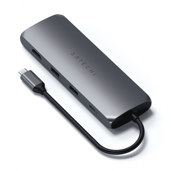 Satechi USB-C HYBRID sisäänrakennetulla SSD-tallennusmahdollisuudella, harmaa