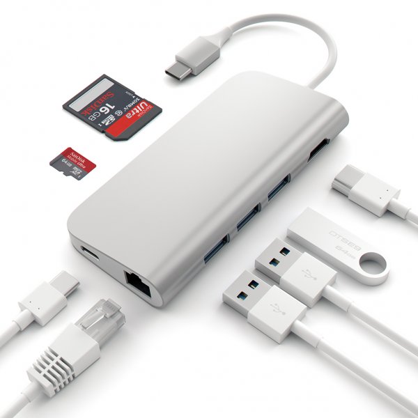 Satechi USB-C Multi-Port-sovitin 4K Gigabit Ethernet hopea