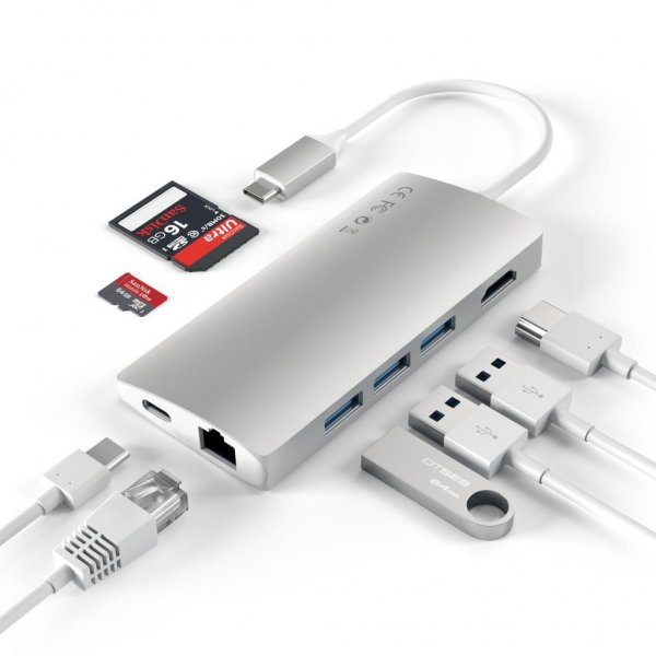 Satechi USB-C Multi-Port Adapter 4K Gigabit Ethernet V2 Silver