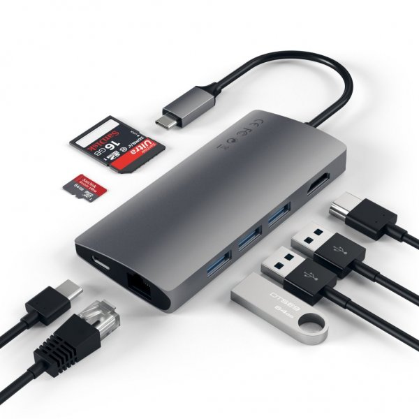Satechi USB-C Multi-Port Adapter 4K Gigabit Ethernet V2 Space Gray