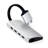 Satechi USB-C Multimedia Adapteri Kaksi 4K HDMI:tä Gigabit Ethernet Hopea