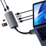 Satechi USB-C Multimedia Adapteri Kaksi 4K HDMI:tä Gigabit Ethernet Hopea