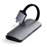 Satechi USB-C Multimedia-adapteri, kaksi 4K HDMI -porttia, Gigabit Ethernet, Space Gray