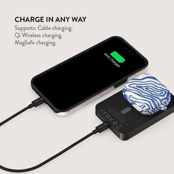 Burga Powerbank MagSafe 5000 mAh Seven Seas Metallinharmaa