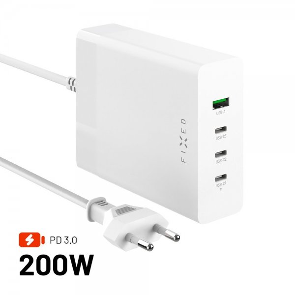 Kiinteä pöytälaturi GaN200-lataustelakka 3xUSB-C & 1xUSB-A