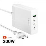 Kiinteä pöytälaturi GaN200-lataustelakka 3xUSB-C & 1xUSB-A