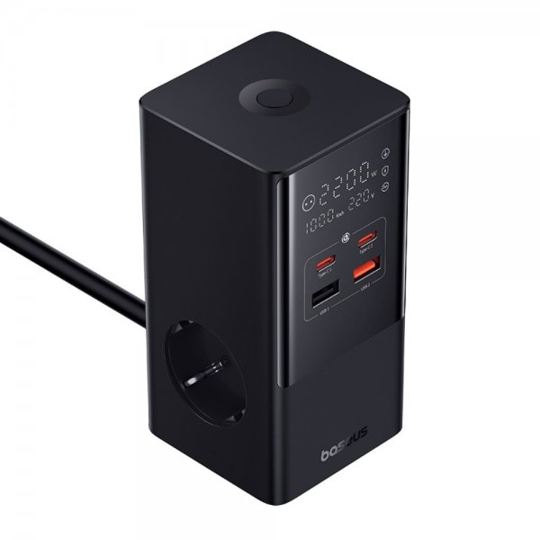 Baseus Pöytälaturi PowerCombo Tower -jatkojohto 100W Musta