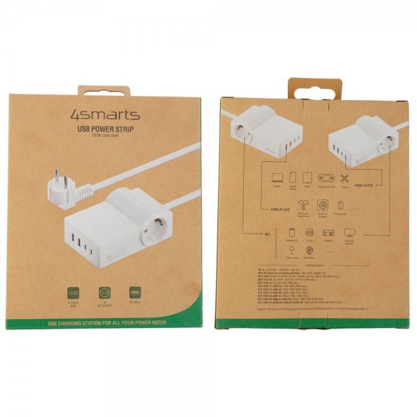 4smarts Pöytälaturi USB-C/A Power Strip Desk GaN 65W