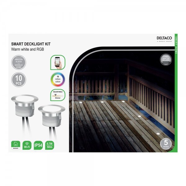 Deltaco Smart Home Älykäs parveke-/terassivalaistus RGB 10 kpl