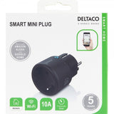 Deltaco Smart Home Älykäs kauko-ohjattava pistorasia, WiFi, musta