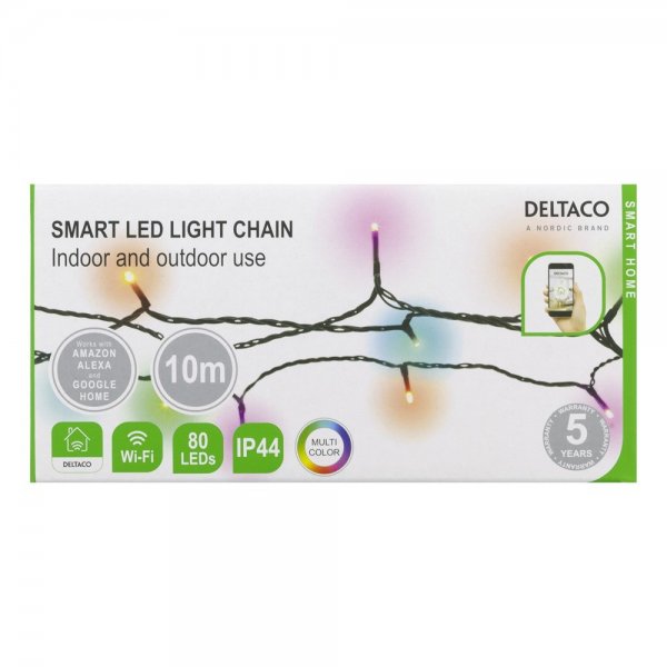 Deltaco Smart Home LED-valoketju 10m IP44 RGB