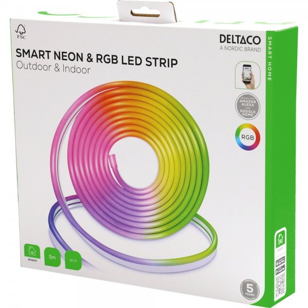 Deltaco Smart Home Älykäs Neon- ja RGB-valonauha 5m
