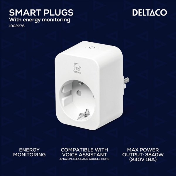Deltaco Smart Home Älypistorasia WiFi 2,4 GHz, 2 kpl