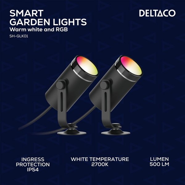 Deltaco Smart Home Älykäs puutarhavalaistus RGB 2 kpl